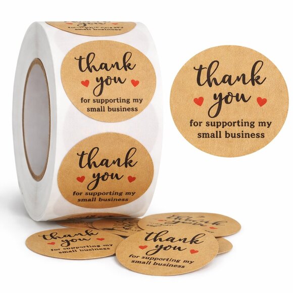Other - 500ct Thank You Round Stickers, 1 inch, Red Hearts